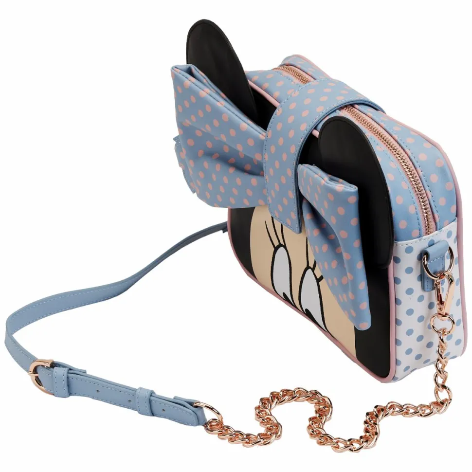 Disney - Minnie Pastel Polka Dot 7” Faux Leather Crossbody Bag