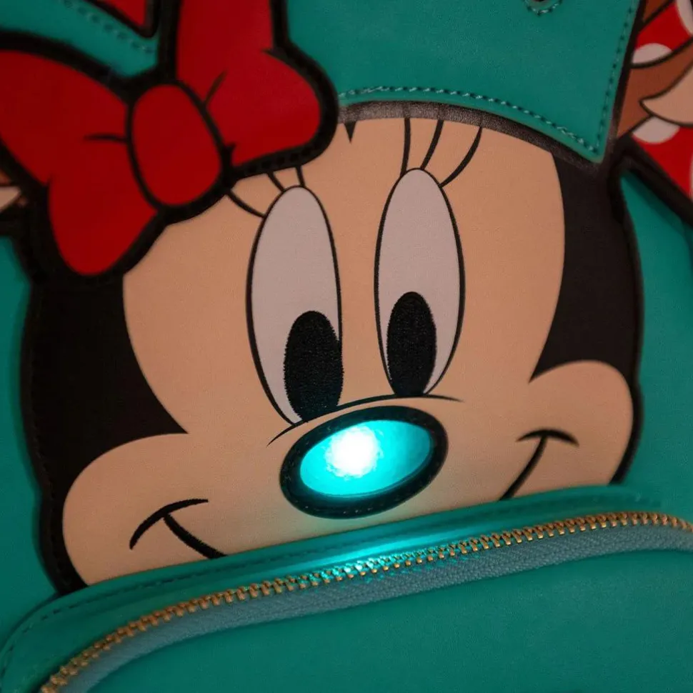 Disney - Minnie Reindeer Cosplay Light Up 10” Faux Leather Mini Backpack