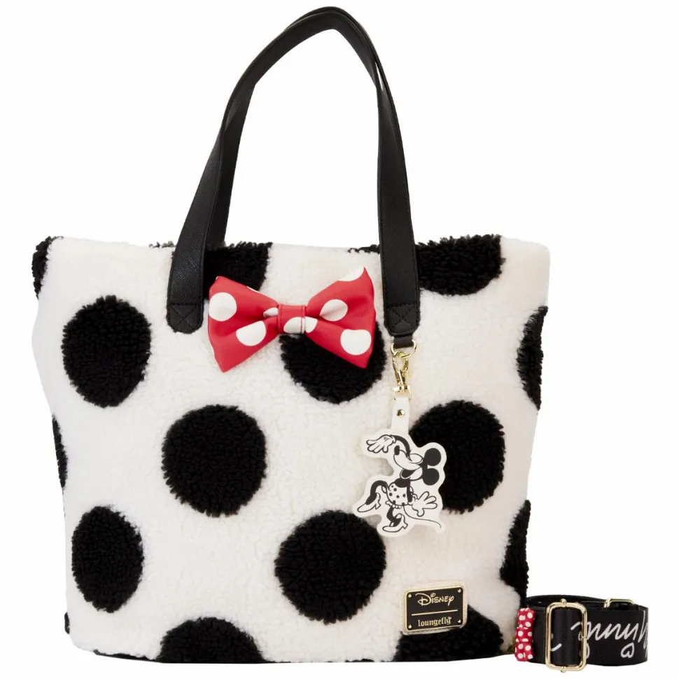 Disney - Minnie Rocks the Dots Sherpa 12" Faux Leather Tote Bag