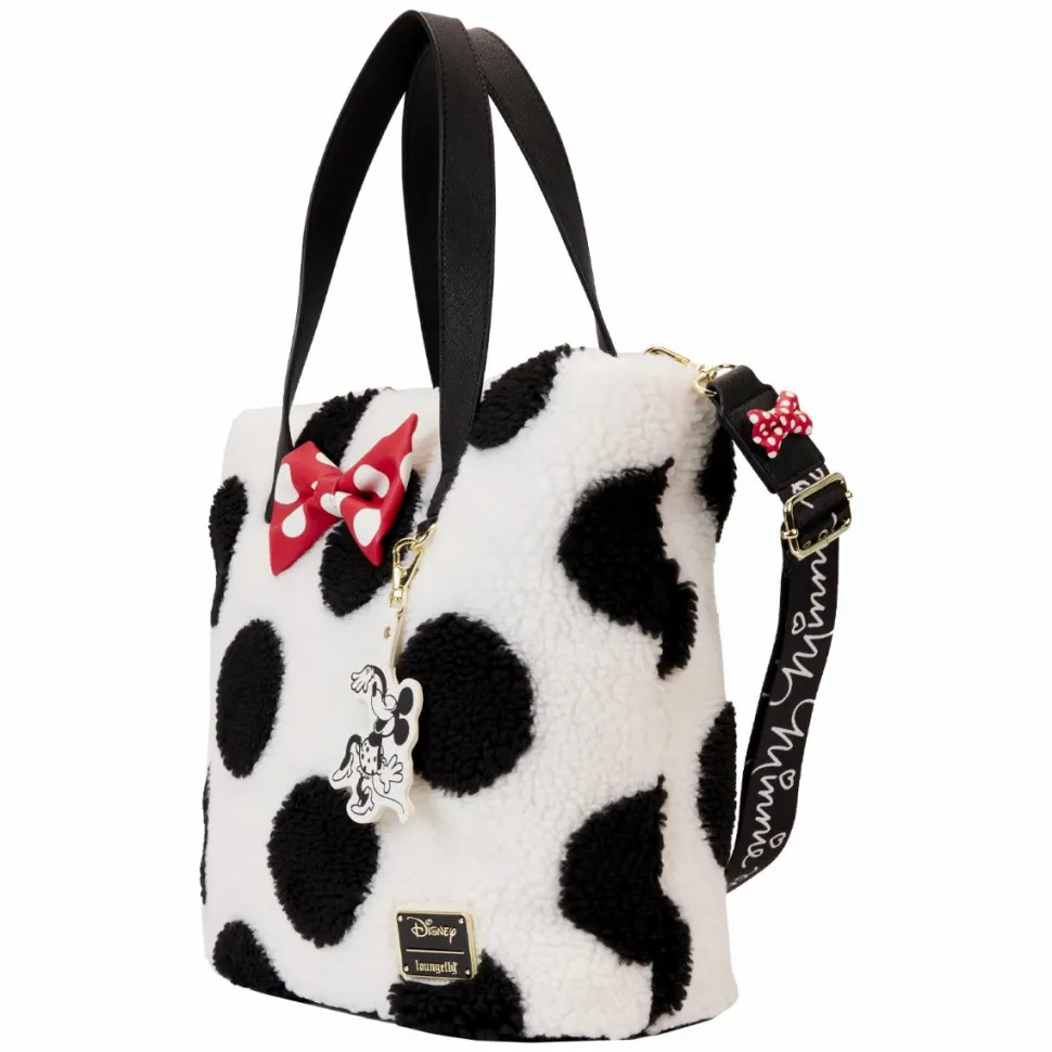 Disney - Minnie Rocks the Dots Sherpa 12" Faux Leather Tote Bag