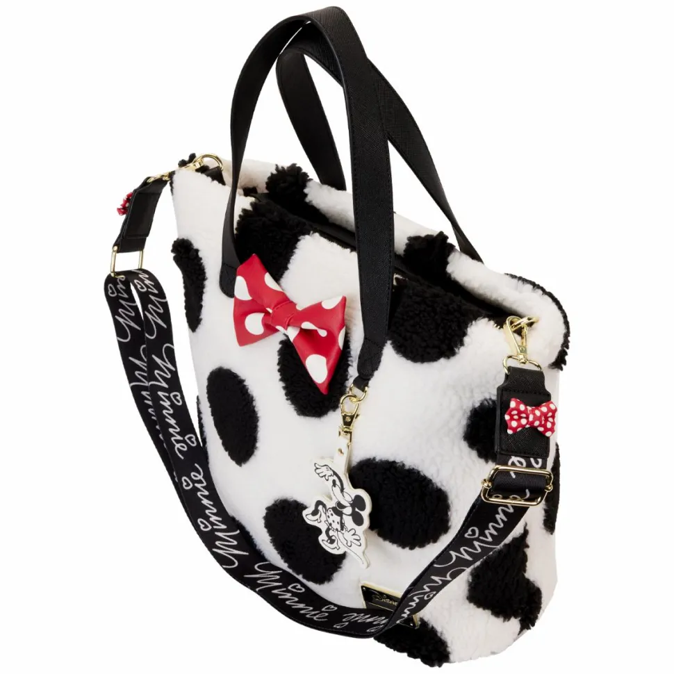 Disney - Minnie Rocks the Dots Sherpa 12" Faux Leather Tote Bag