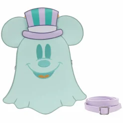 Disney - Pastel Ghost Minnie & Mickey Mouse Glow in the Dark Reversible 8” Faux Leather Crossbody Bag