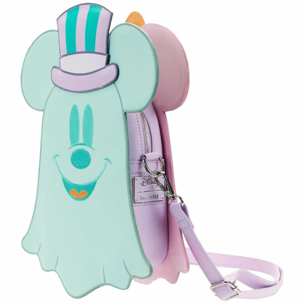Disney - Pastel Ghost Minnie & Mickey Mouse Glow in the Dark Reversible 8” Faux Leather Crossbody Bag