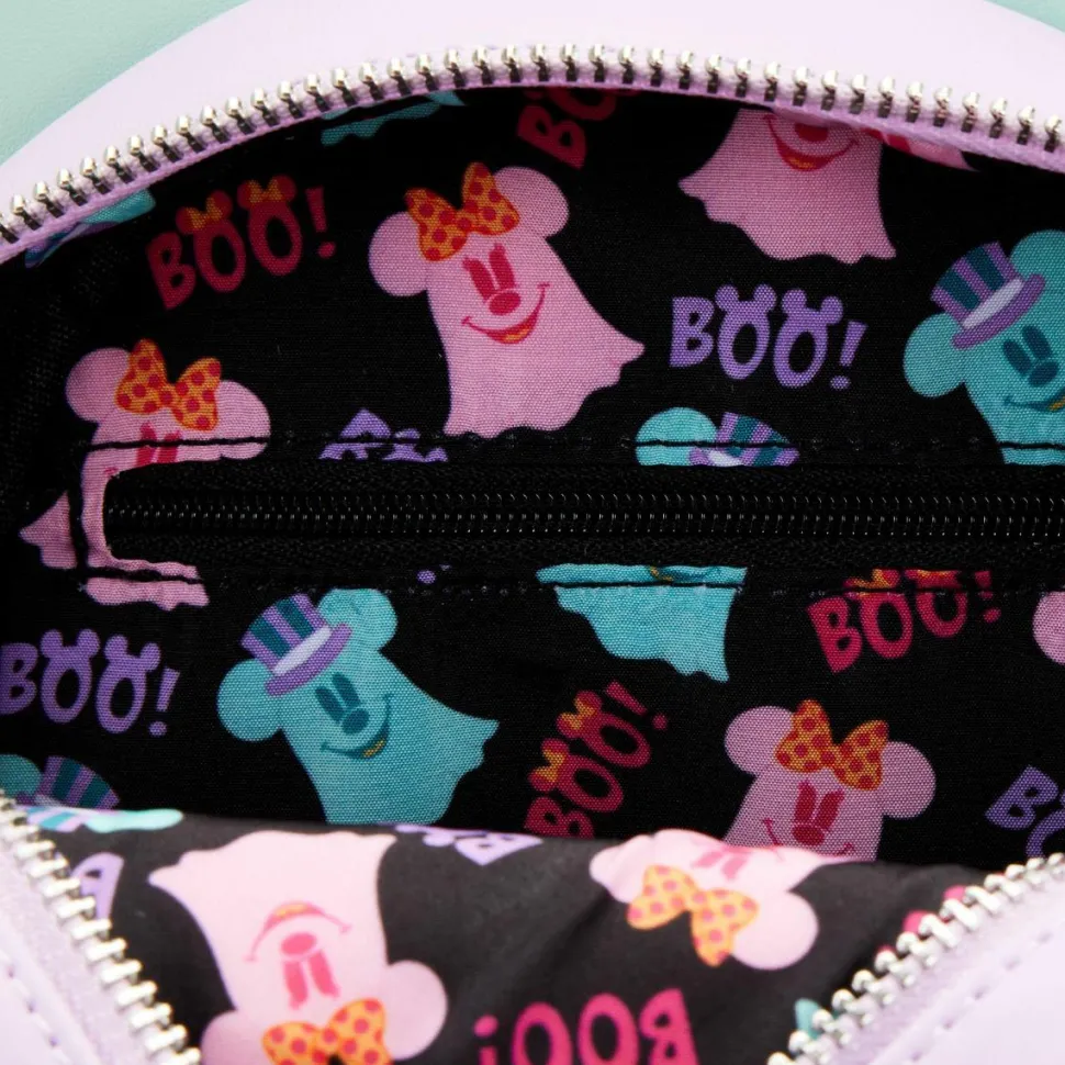 Disney - Pastel Ghost Minnie & Mickey Mouse Glow in the Dark Reversible 8” Faux Leather Crossbody Bag