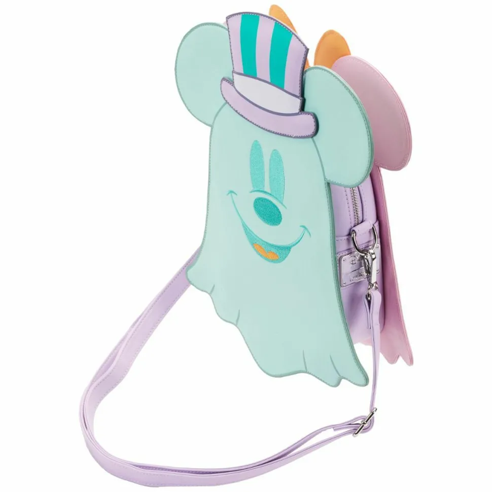 Disney - Pastel Ghost Minnie & Mickey Mouse Glow in the Dark Reversible 8” Faux Leather Crossbody Bag