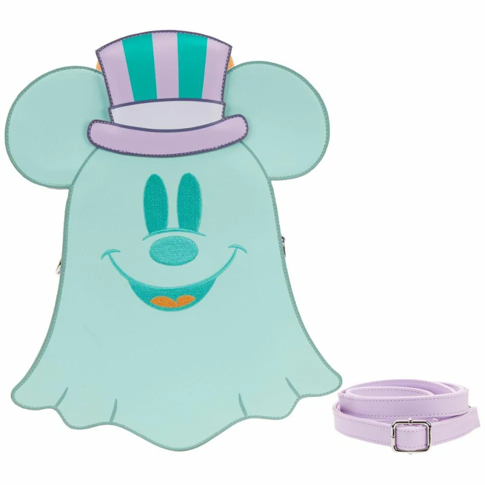 Disney - Pastel Ghost Minnie & Mickey Mouse Glow in the Dark Reversible 8” Faux Leather Crossbody Bag