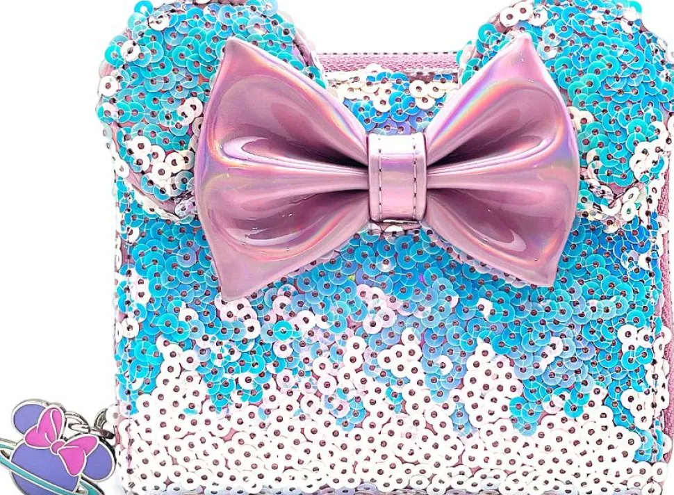 Disney - Planet Minnie Iridescent Sequin 4" Faux Leather Zip-Around Wallet