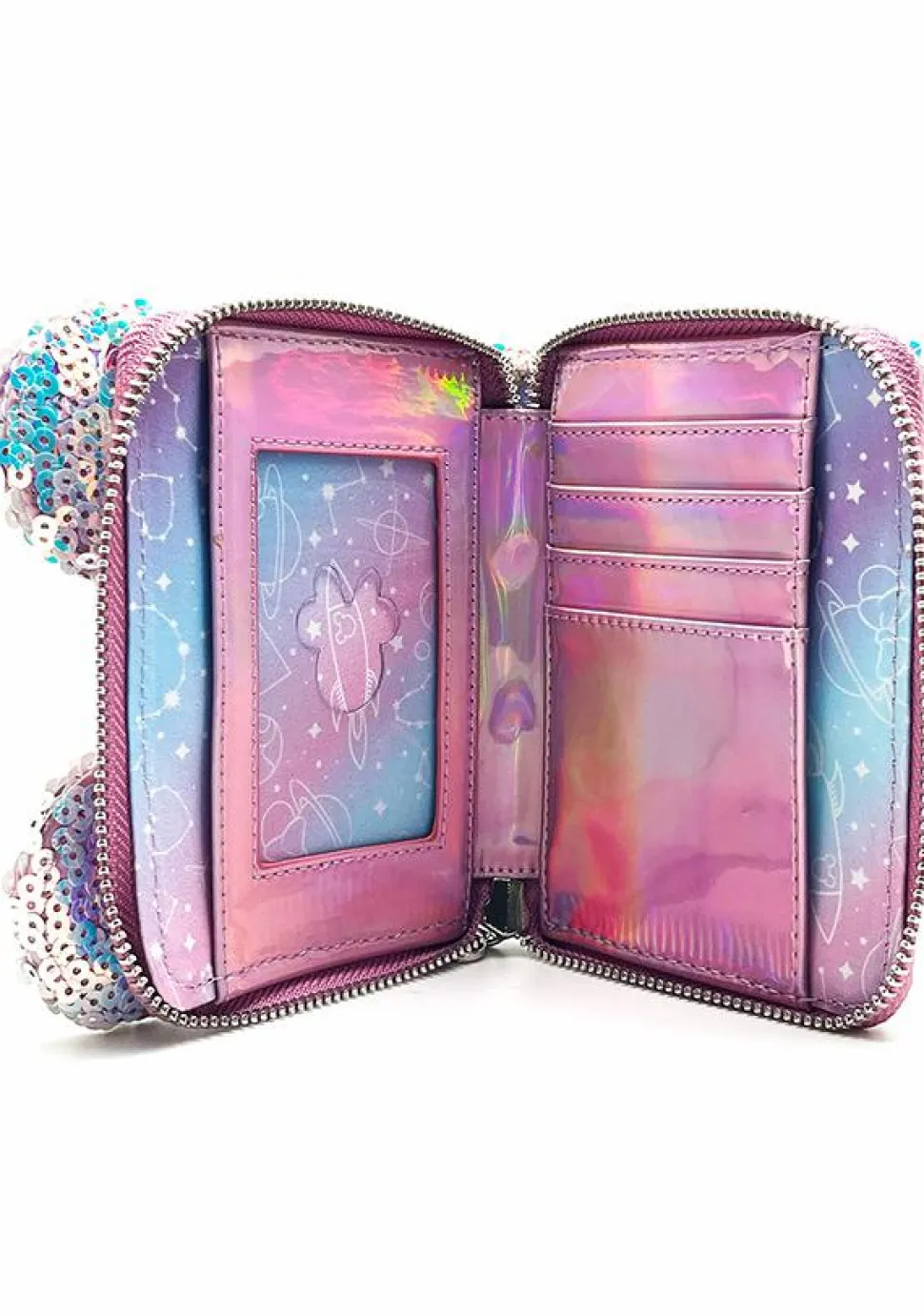 Disney - Planet Minnie Iridescent Sequin 4" Faux Leather Zip-Around Wallet