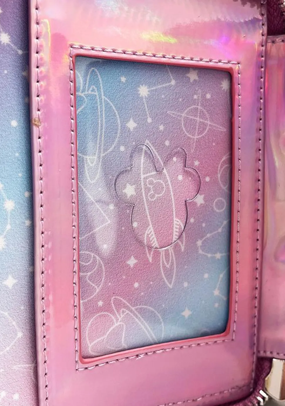 Disney - Planet Minnie Iridescent Sequin 4" Faux Leather Zip-Around Wallet