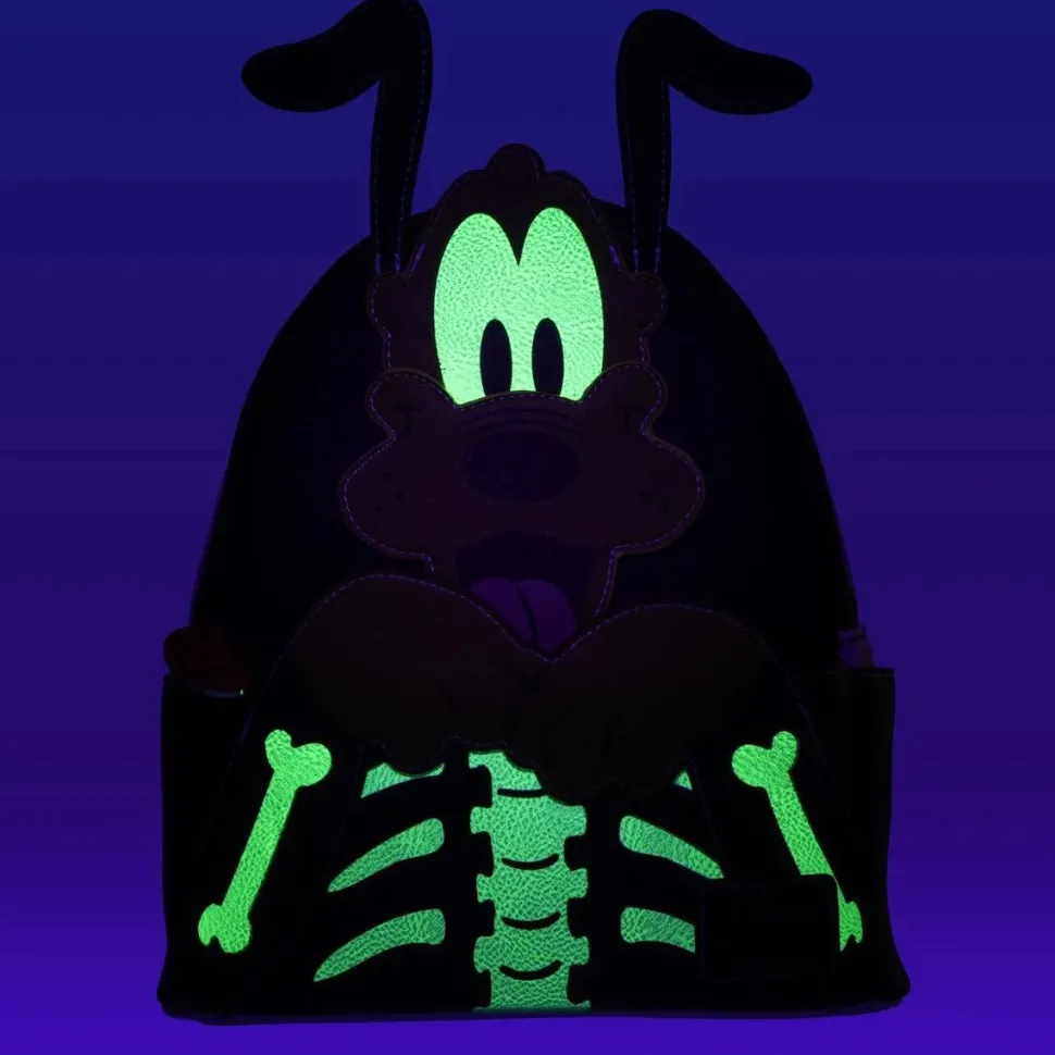 Disney - Pluto Skeleton Cosplay Glow in the Dark 10" Faux Leather Mini Backpack