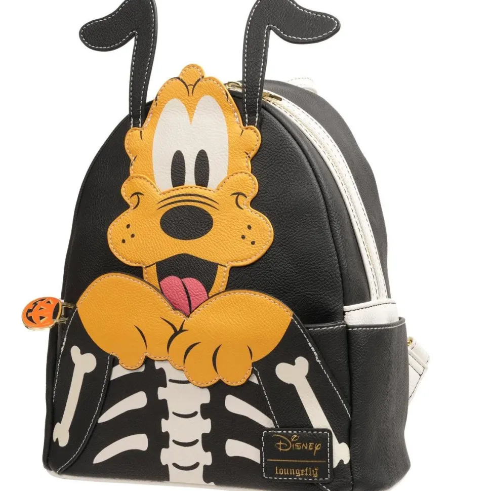 Disney - Pluto Skeleton Cosplay Glow in the Dark 10" Faux Leather Mini Backpack