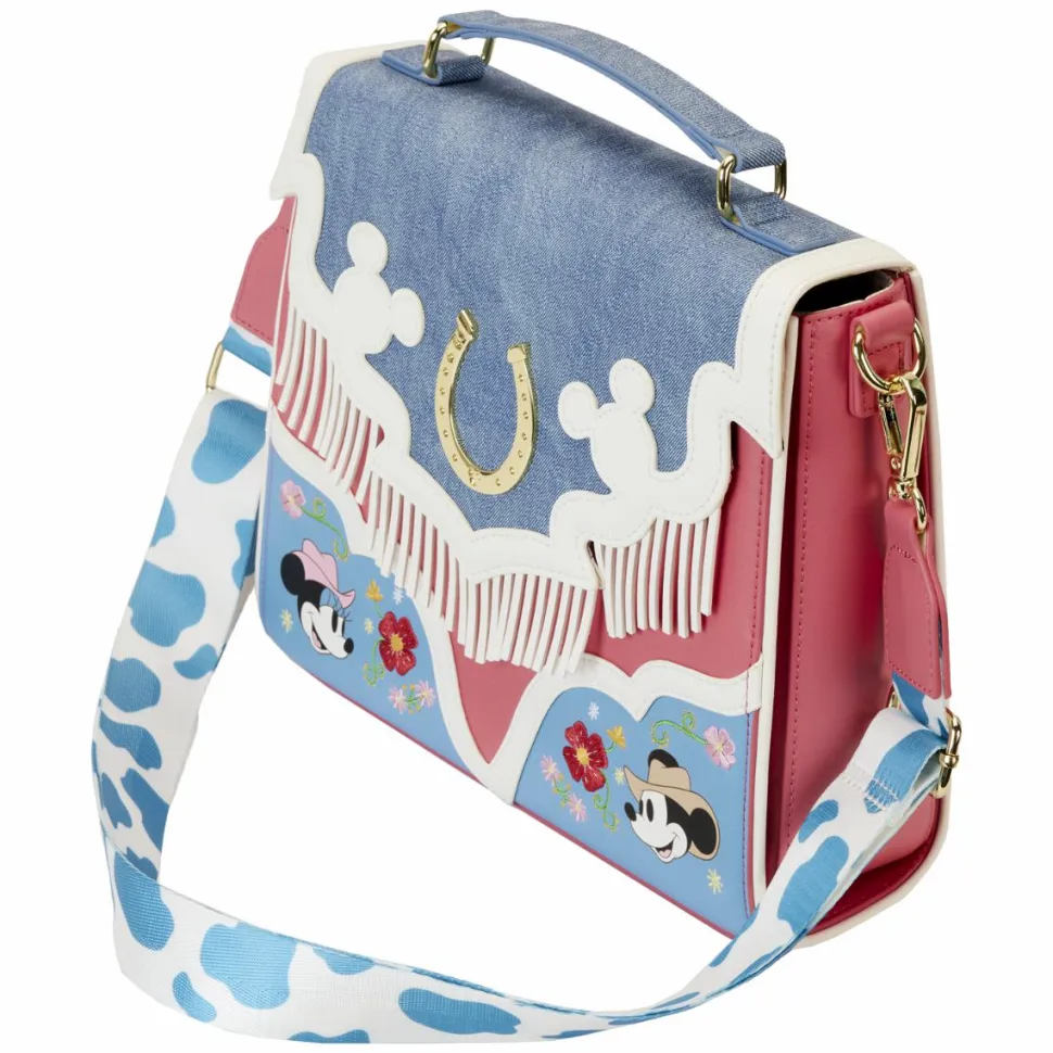 Disney - Western Mickey & Minnie 9" Faux Leather Crossbody Bag