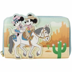 Disney - Western Mickey & Minnie 4" Faux Leather Zip-Around Wallet