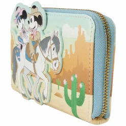 Disney - Western Mickey & Minnie 4" Faux Leather Zip-Around Wallet