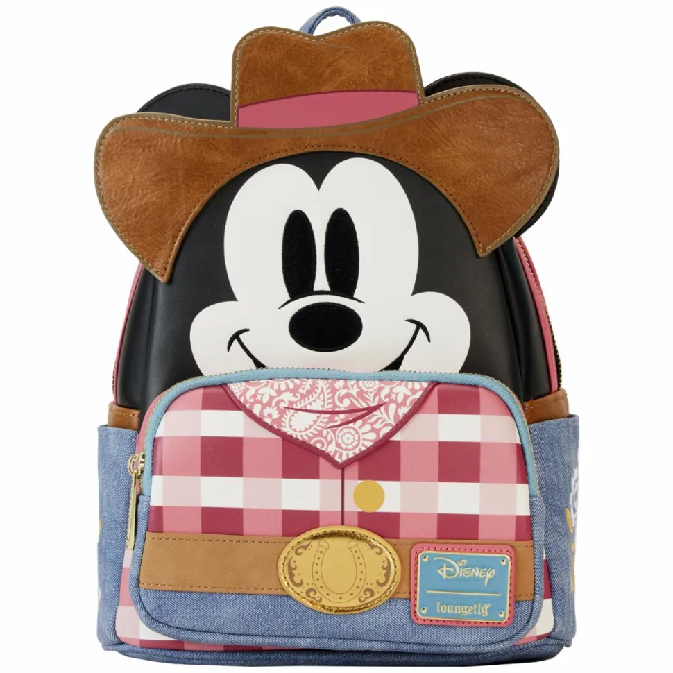 Disney - Western Mickey Mouse Cosplay 10" Faux Leather Mini Backpack