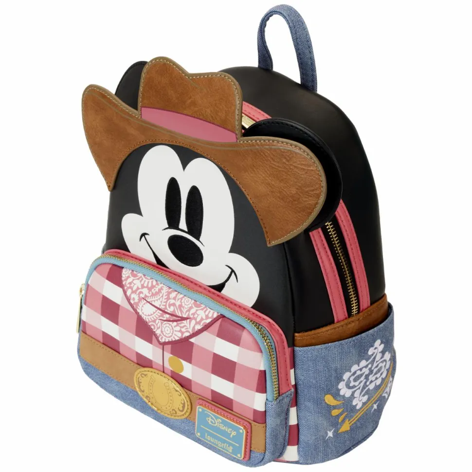 Disney - Western Mickey Mouse Cosplay 10" Faux Leather Mini Backpack