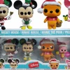 Disney: Holiday - Mickey, Minnie, Piglet, Winnie the Pooh Flocked Pop! Vinyl Figure 4-Pack