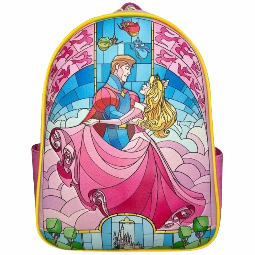 Disney Princess - Sleeping Beauty Stain Glass 12” Faux Leather Mini Backpack