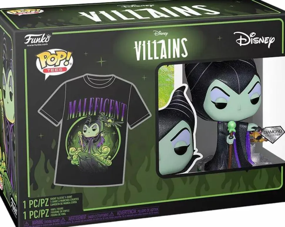 Disney Villains - Maleficent Diamond Glitter Pop! Vinyl Figure & T-Shirt Box Set