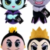 Disney Villains - Ursula, Maleficent, Queen of Hearts & Evil Queen 4” Plush Bundle (Set of 4)