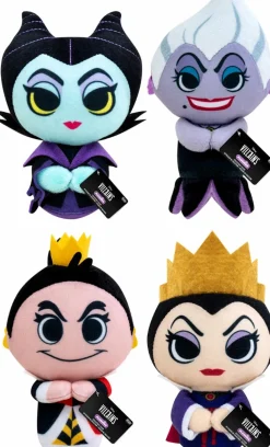 Disney Villains - Ursula, Maleficent, Queen of Hearts & Evil Queen 4” Plush Bundle (Set of 4)
