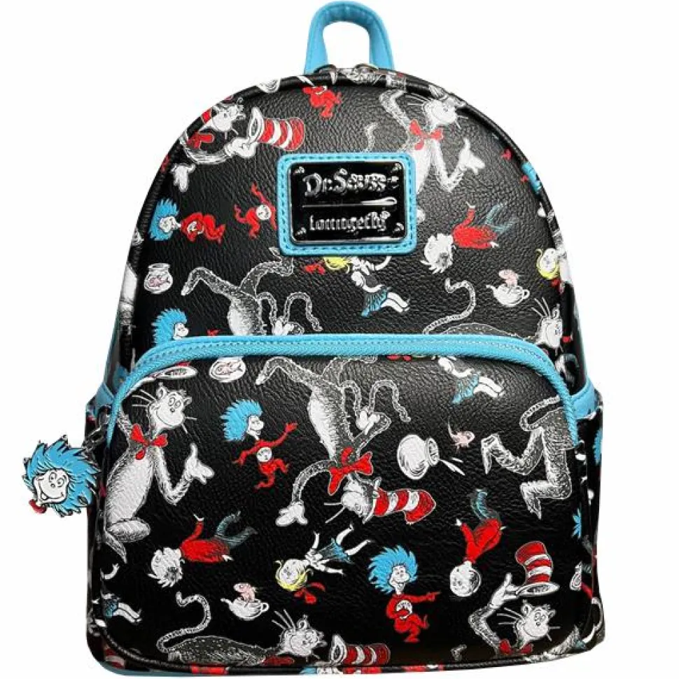 Dr. Seuss - Cat in the Hat Print 10” Faux Leather Mini Backpack