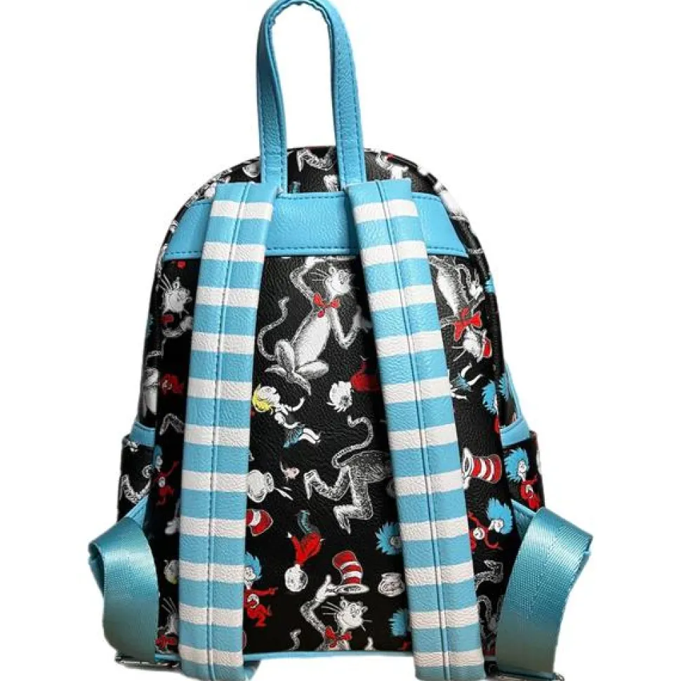 Dr. Seuss - Cat in the Hat Print 10” Faux Leather Mini Backpack