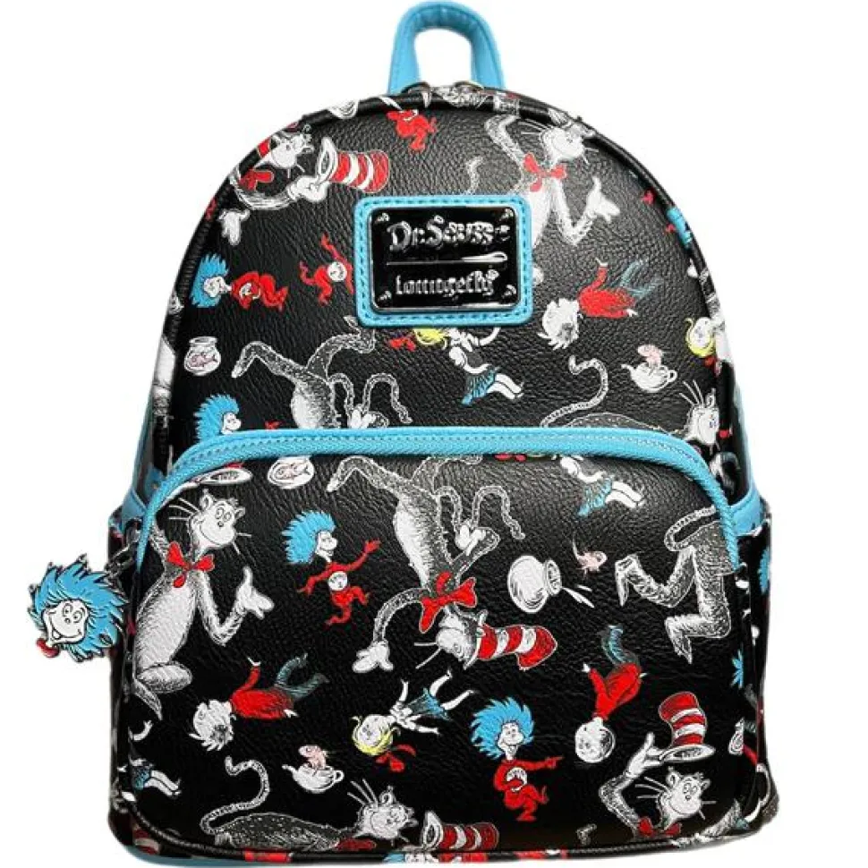 Dr. Seuss - Cat in the Hat Print 10” Faux Leather Mini Backpack