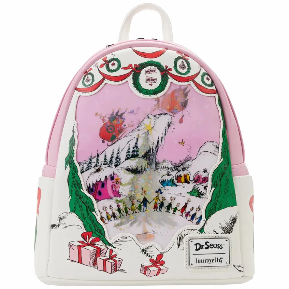 Dr. Seuss - The Grinch Lenticular Scene 10” Faux Leather Mini Backpack