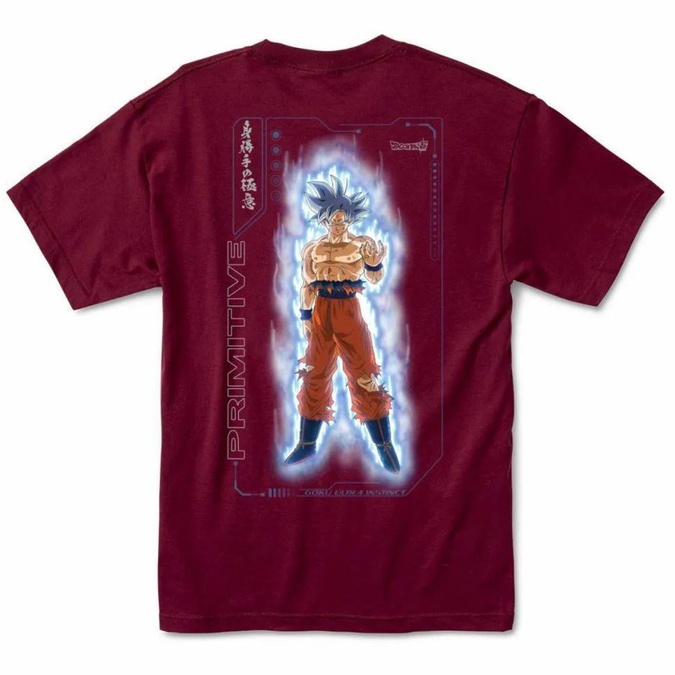 Dragon Ball Super - DBS x Primitive Goku Ultra Instinct Burgandy T-Shirt