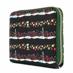 Elf - Candy Cane Print 5” Faux Leather Zip-Around Wallet