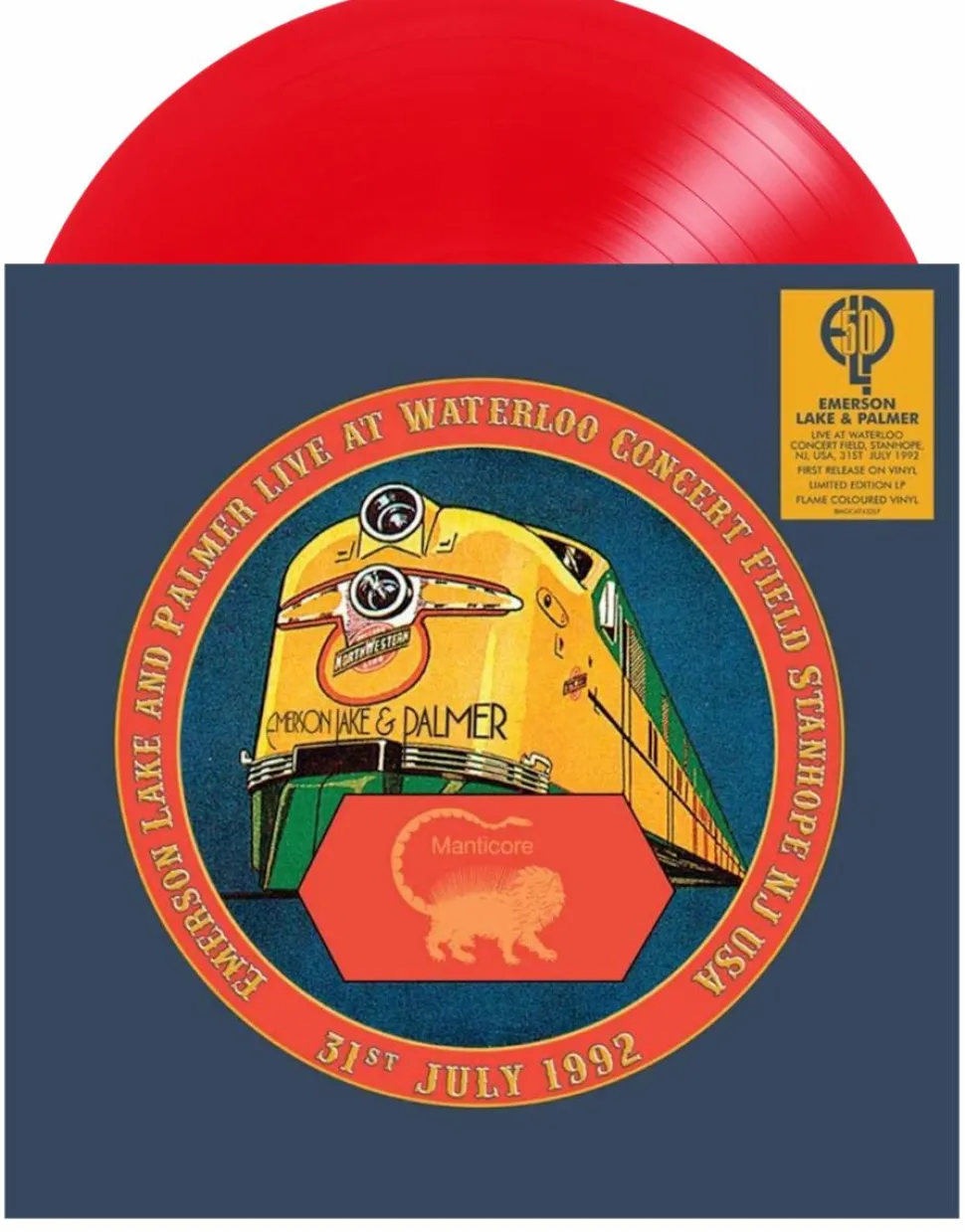 Emerson, Lake & Palmer - Live At Waterloo Concert Field, Stanhope, NJ, USA, 31st July 1992 LP Vinyl Record (2020 Record Store Day Exclusive Flame Coloured Vinyl)