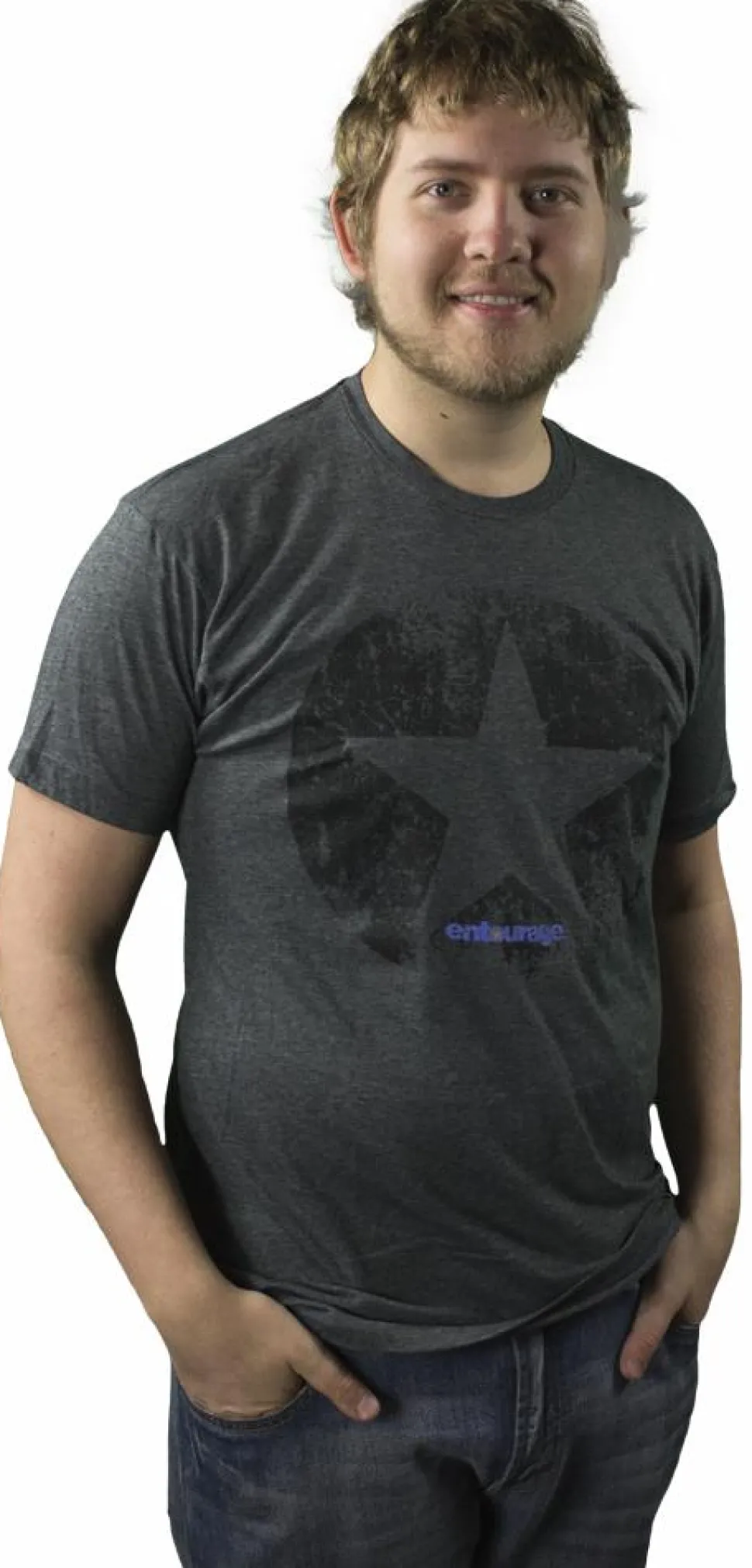 Entourage - Star Charcoal Blend Male Distressed T-Shirt