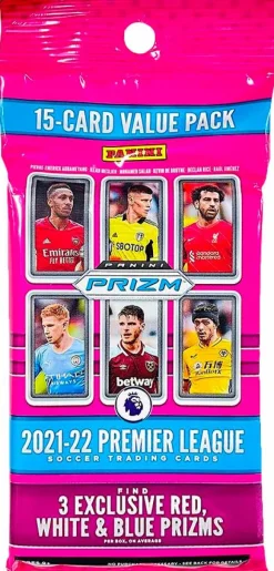 EPL Premier League Football (Soccer) - 2021/22 Panini Prizm Soccer Trading Cards Fat Pack (15 Cards)