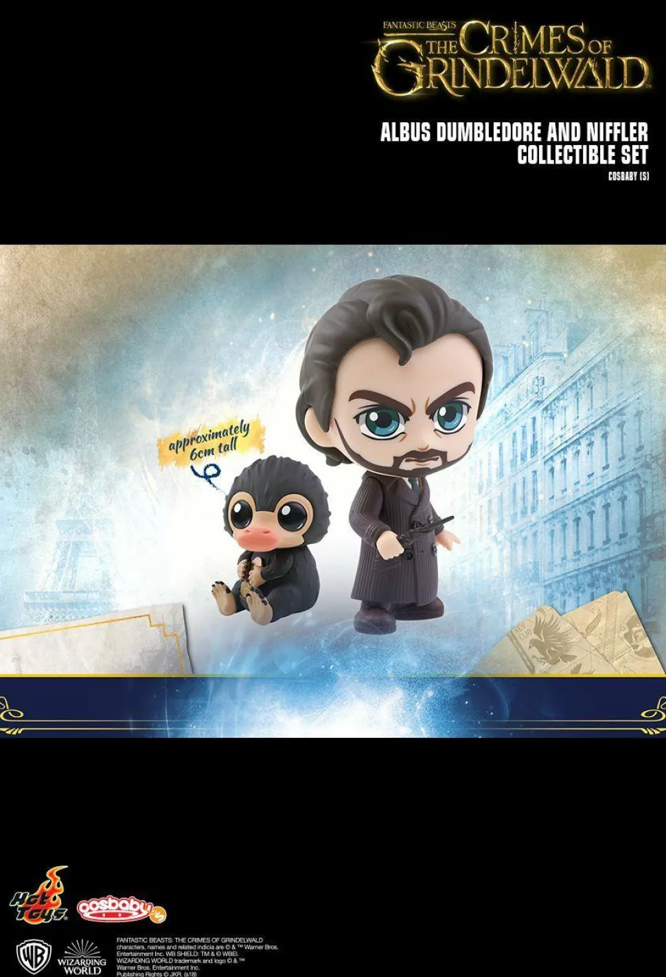 Fantastic Beasts 2: The Crimes of Grindelwald - Albus Dumbledore & Niffler Cosbaby 3.75” Hot Toys Bobble-Head Figure 2-Pack