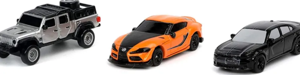 Fast & Furious 9 - 2020 Dodge Charger SRT Hellcat, 2020 Jeep Gladiator & Toyota GR Supra Nano Hollywood Rides 1.5” Die-Cast Vehicle Replica 3-Pack