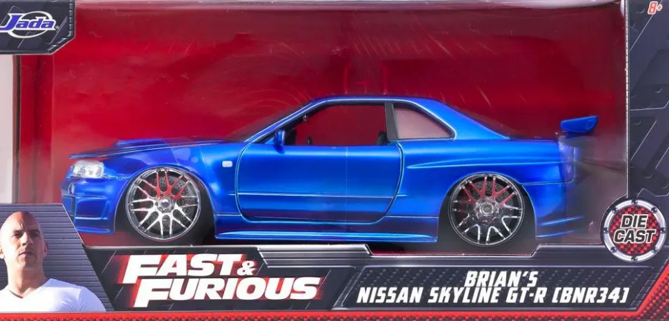 Fast & Furious - Brian’s 2002 Nissan Skyline GT-R R34 Metals 1/24th Scale Die-Cast Vehicle Replica