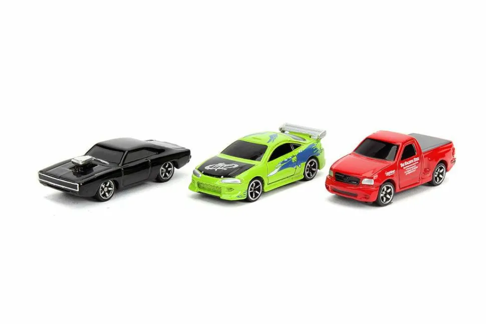 Fast & Furious - Dom's Charger R/T, Brian's Mitsubishi Eclipse and Brian's Ford F-150 SVT Lightning Nano Hollywood Rides 1.5" Die-Cast Vehicle Replica 3-Pack