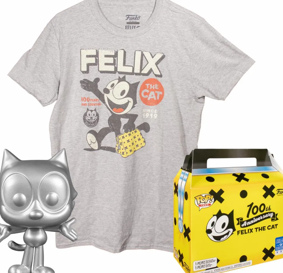 Felix the Cat - Felix the Cat Silver Metallic Pop! Vinyl Figure & T-Shirt Box Set
