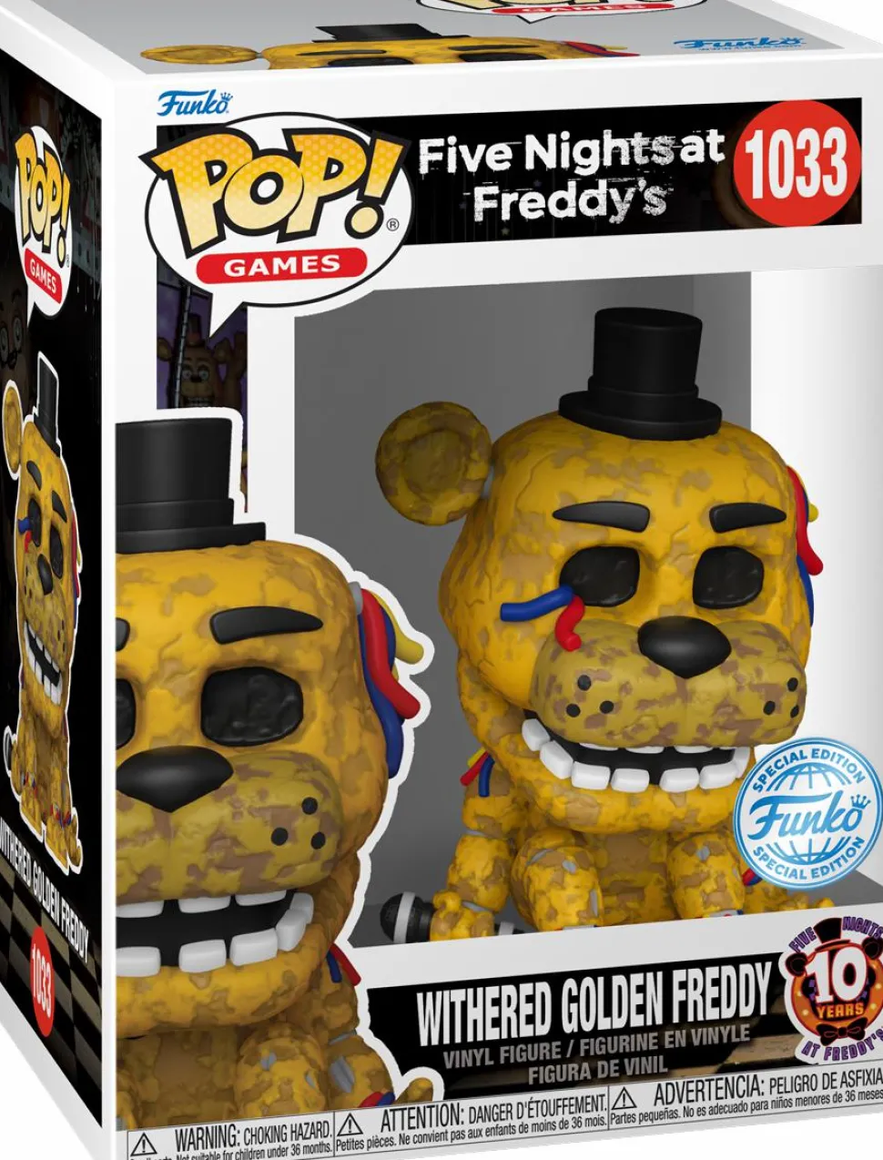 Five Nights at Freddy's: 10th Anniversary - Withered Golden Freddy Pop! Vinyl Figure