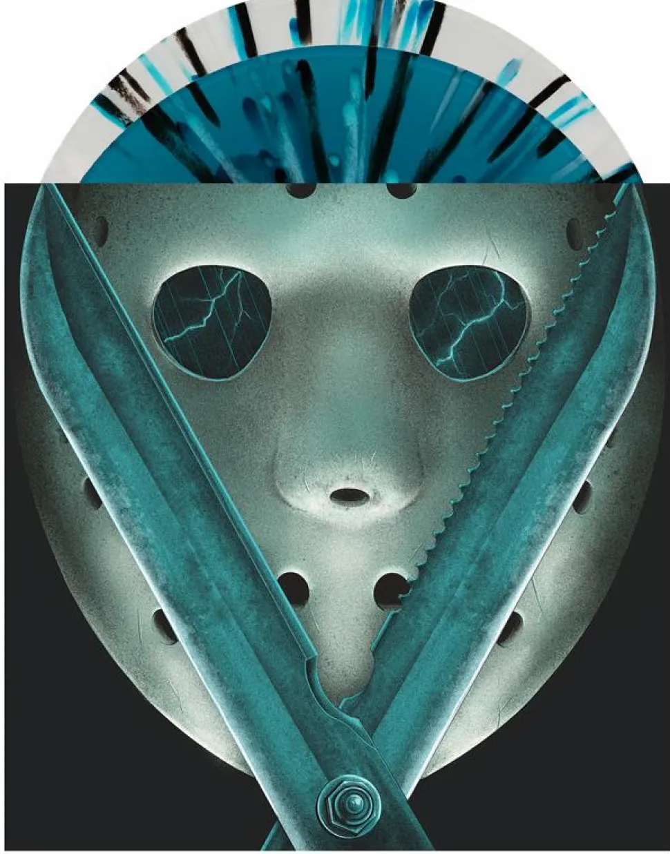 Friday the 13th Part V: A New Beginning - Original Motion Picture Soundtrack by Harry Manfredini 2xLP Vinyl Record (“Imposter Jason & Crystal Lake” Tri-Color Split w/ Splatter Coloured Vinyl)