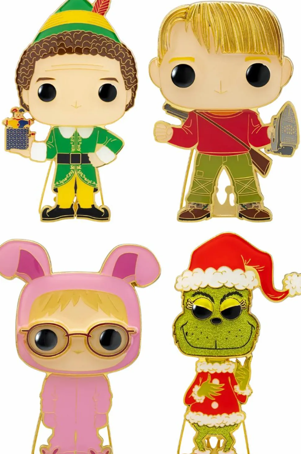 Funko Holiday - Buddy, Grinch, Kevin & Ralphie Pop! Enamel Pin Bundle (Set of 4)