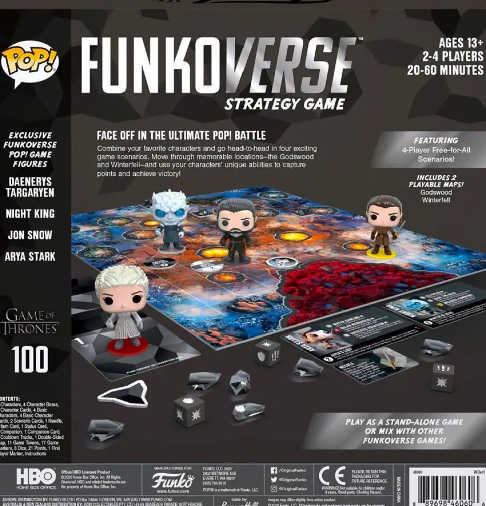Game of Thrones - Daenerys, Night King, Jon Snow & Arya Stark Pop! Funkoverse Strategy Board Game 4-Pack