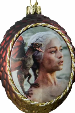 Game of Thrones - Glass Dragon Egg Christmas Ornament Daenerys with Drogon (Red)
