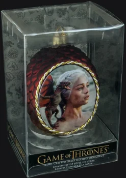 Game of Thrones - Glass Dragon Egg Christmas Ornament Daenerys with Drogon (Red)