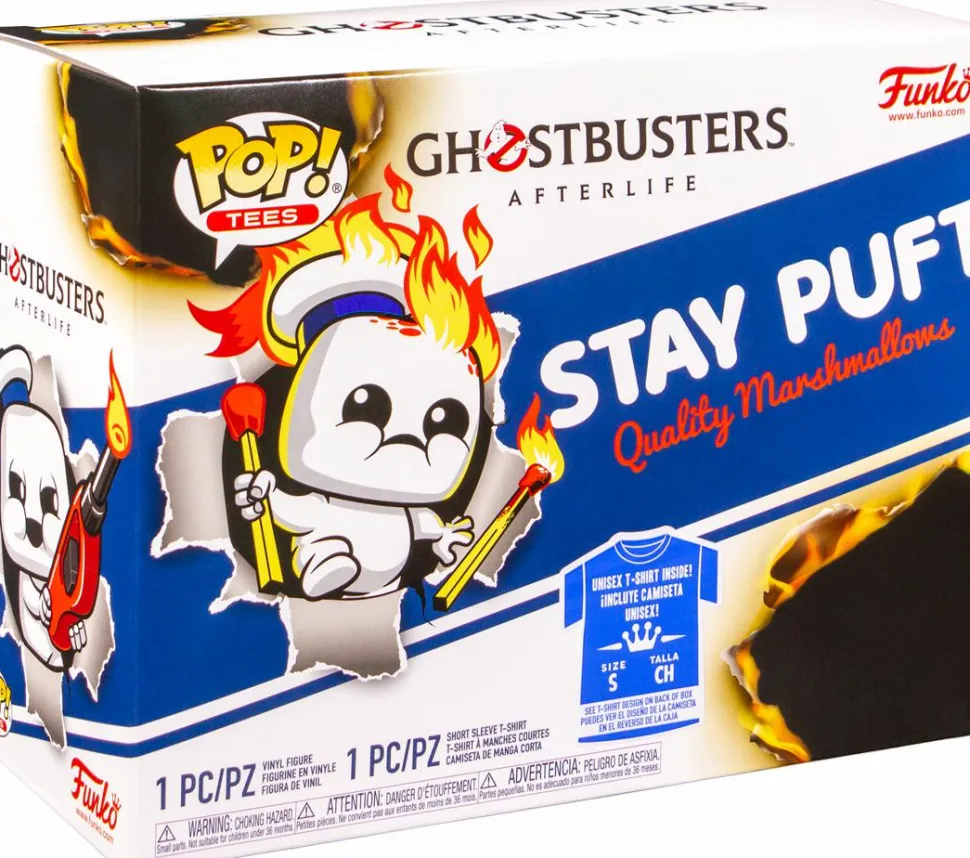 Ghostbusters: Afterlife - Mini Puft on Fire Glow in the Dark Pop! Vinyl Figure & T-Shirt Box Set