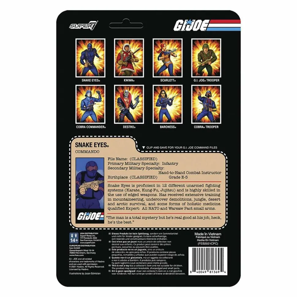 G.I. Joe - Snake Eyes ReAction 3.75” Action Figure