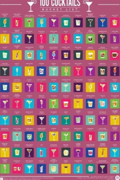 Gift Republic - 100 Cocktails Bucket List Scratch Off Poster