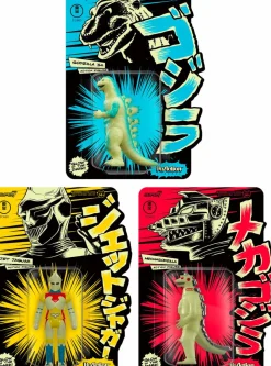 Godzilla - Godzilla, Mechagodzilla & Jet Jaguar Glow in the Dark ReAction 3.75” Action Figure Bundle (2022 SDCC Exclusive) (Set of 3)