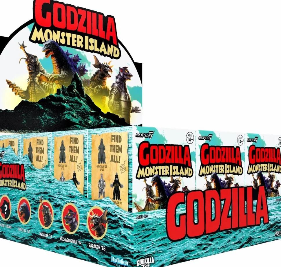 Godzilla - Toho Wave 7 Monster Island Blind Box ReAction 3.75" Action Figure (Display of 12)